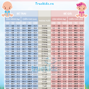Chiều cao Cân nặng của trẻ em Việt Nam chuẩn nhất